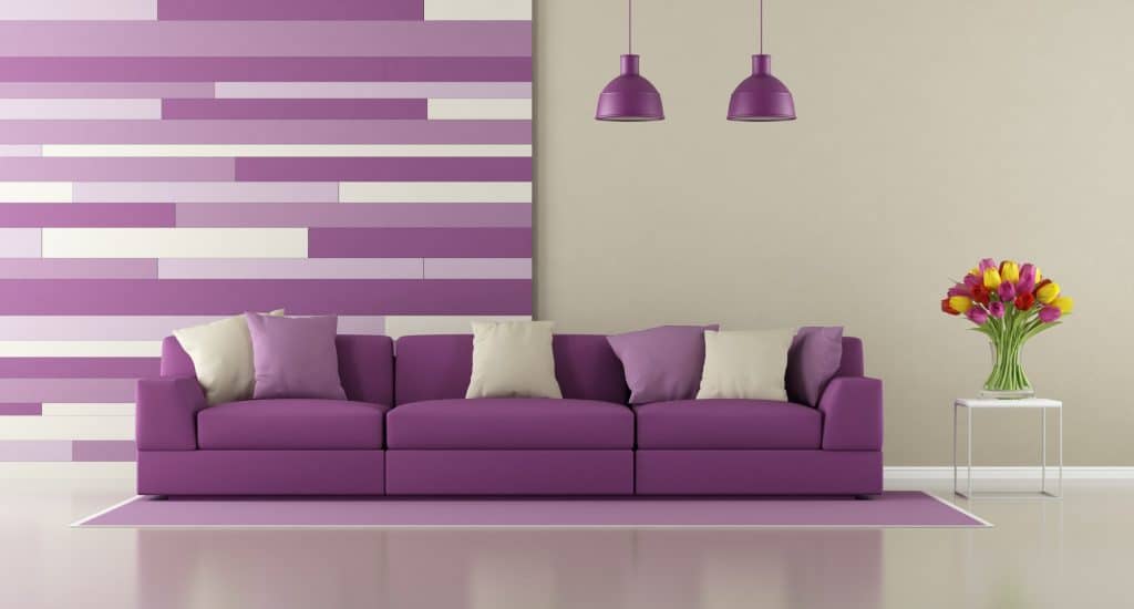 Contemporary purple living room