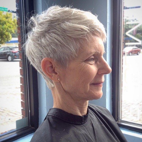 Older Women's Gray Pixie Hairstyle